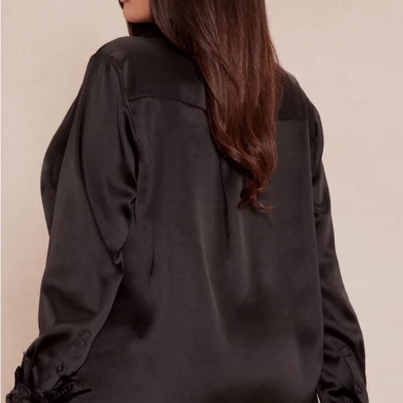 Black Satin Button Down Shirt - Picture 8 of 8